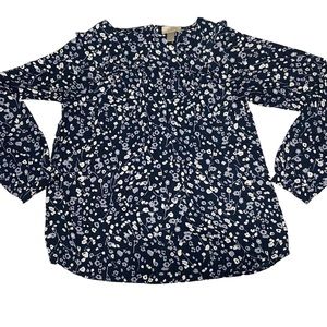 Loft flower print blouse blue white small